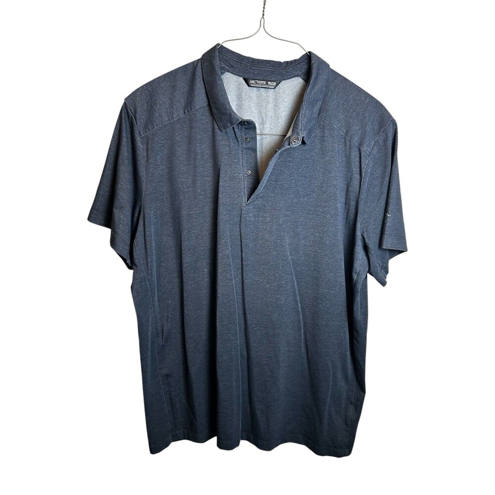 2 Arc’teryx Eris Polo Shirts Mens XXL Gray Orange Short Sleeve Performance